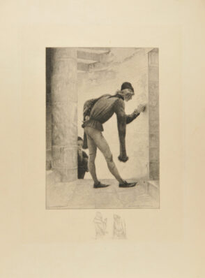 Illustration for Notre Dame de Paris (The Student drawing caricatures of the priest)