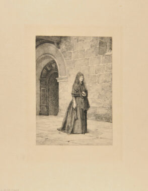 Woman leaving church