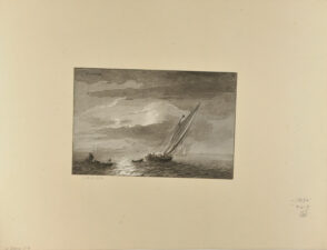 Marine, effet de soleil couchant, after Bakhuizen