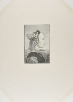 Head of a Woman in profile with a landscape in the background