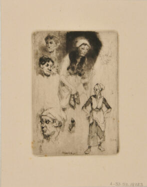 Croquis: Femme tenant une paire de souliers, femme les poings sur les hanches, etc.