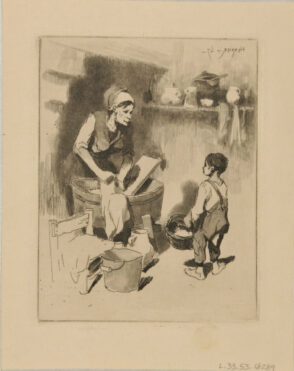 Une Femme Qui Lave son Linge et un Gamin