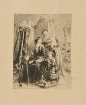 Woman at an Easel with Children and a Nurse in the Background, after Baudin