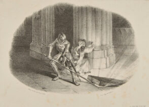 Knight Raising a Tombstone