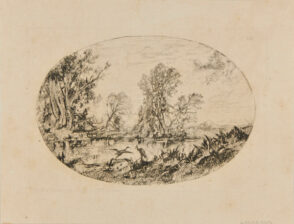 Landscape: Marsh with Herons on the Banks