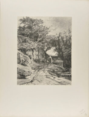 Woman with a dog, walking along a path