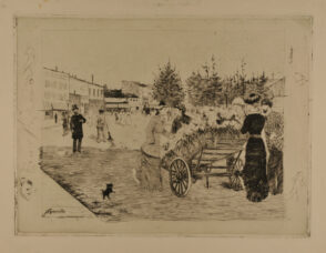 Marchande de fleurs sur le boulevard