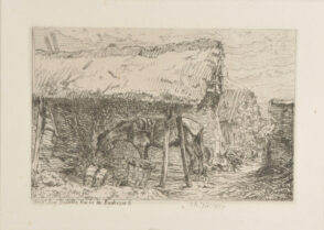 Cheval sous un hangar