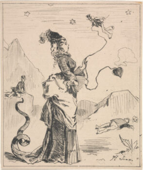 Woman Teasing Miniature Men