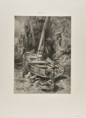 Bateau à Sec devant des Maisons de Pêcheurs