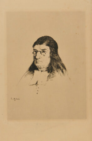 Head of an old man with glasses