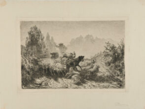 Landscape with Man Driving Cattle and Sheep