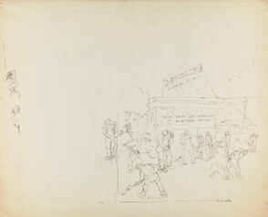 Men Working on the Street (recto); Steering the Boat (verso)