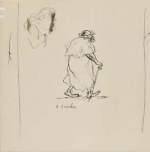 Old Woman Walking with a Cane