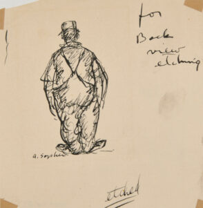 Rear View of Man in Overalls