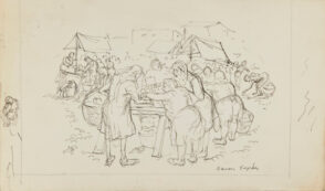 Market Scene (recto); Drawing Outdoors (verso)