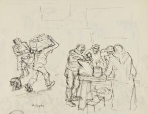 Market (recto); Large Gathering (verso)