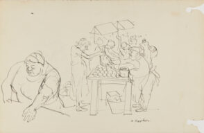 Market Scene (recto); Two Seated Women (verso)