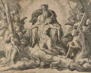 The Body of Christ Upheld by God the Father, Surrounded by Angels with Instruments of the Passion