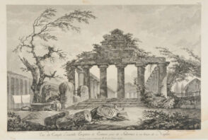 Vue du Temple Exastile Periptere de Pestum pres de Salernes à 20. lieues de Naples