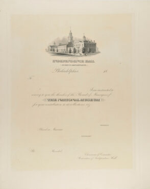 “Independence Hall/(Museum Department)” (Form for acknowledgement of gifts)