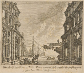 Ein theijl des Palazz Villa Mena genant, und anmuthiger Prospect gegen dem Meer, zu Genoua