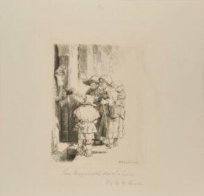 Beggars receiving alms at the door of a house