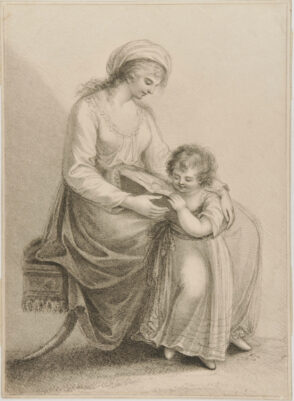 Mother with Child Standing at her Knees