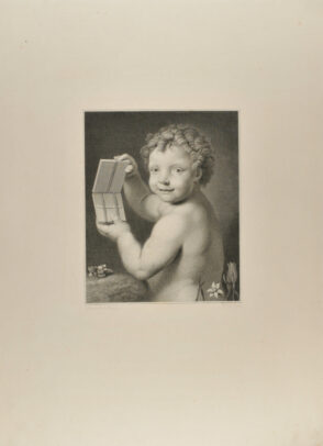 Cupid Holding up a Puzzle