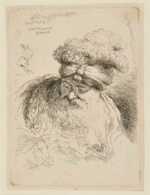 Bearded Man with Lowered Eyes, Wearing a Fur-trimmed Turban