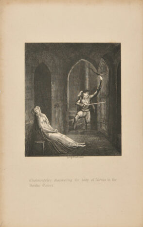 Chelmondeley Discovering the Body of Alexia in the Devilin Tower