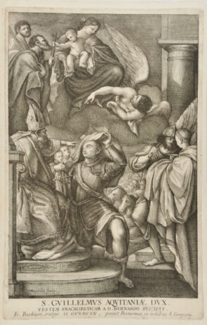 S. Gvillelmvs Aquitaniae Dvx./Vestem Anachoreticam A. D. Bernardo Svscipit