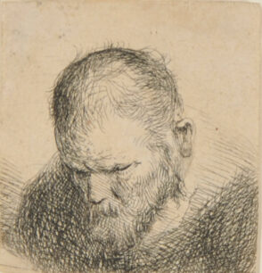 Small Bust of Bearded Man Looking Down, with Eyes Nearly Closed