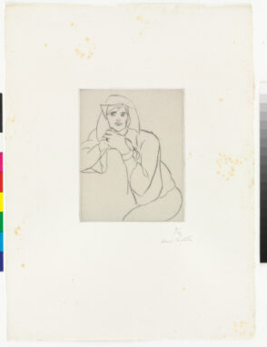 Young Woman with Hands Joined on the Chair Back