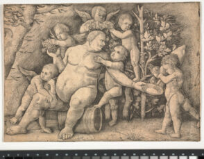 Silenus Sitting on a Wine Cask, Surrounded by Putti