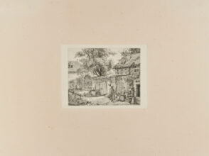 Farmhouse with Two Washerwomen and Children, in the Village of Nienstedt near Allstedt, Saxony