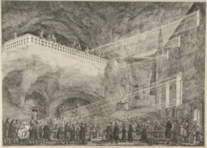 Outdoor Religious Service at Night