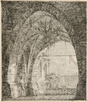 Gallery with Gothic Arches, Halberdier at Left