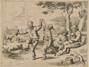 Man Playing Bag-Pipe, and Peasants Dancing