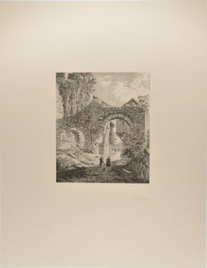 Old Gate with Two Wooden Huts (Ruins of Henneberg Castle)