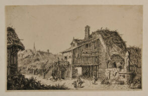 Men Camping by the Village Fountain