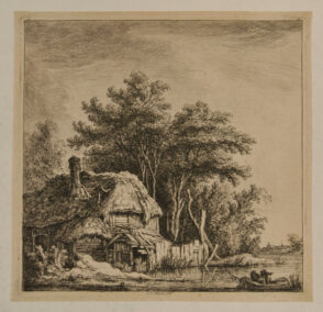 Landscape with Cottage on the Water in front of Trees