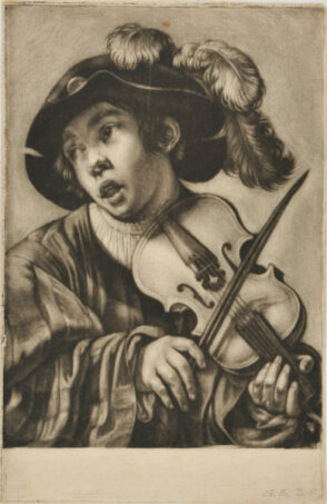 Daniel Boone, the Artist, Playing on a Violin