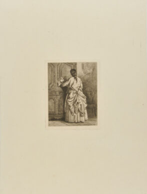 Woman Dusting a Cabinet