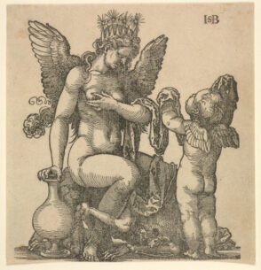 Nude Winged Female Sitting on the Figure of Death