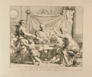 Seven illustrations from the book of Genesis: Sara threatening Ishmael