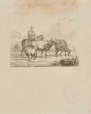 Watering Cattle in a Stream