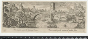 Fishing with Lines by a Bridge in Town