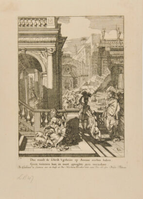 Four illustrations for the 1668 tragedy ‘Dido’s Death’ by Andries Pels: Act I, Anna reveals her love for Serestes