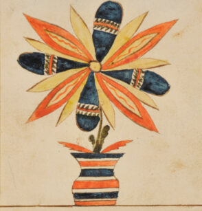 Bookplate with Stylized Flower in Pot